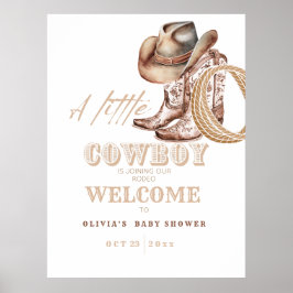 Välkomstskylt för Little Cowboy Baby-dusch Poster