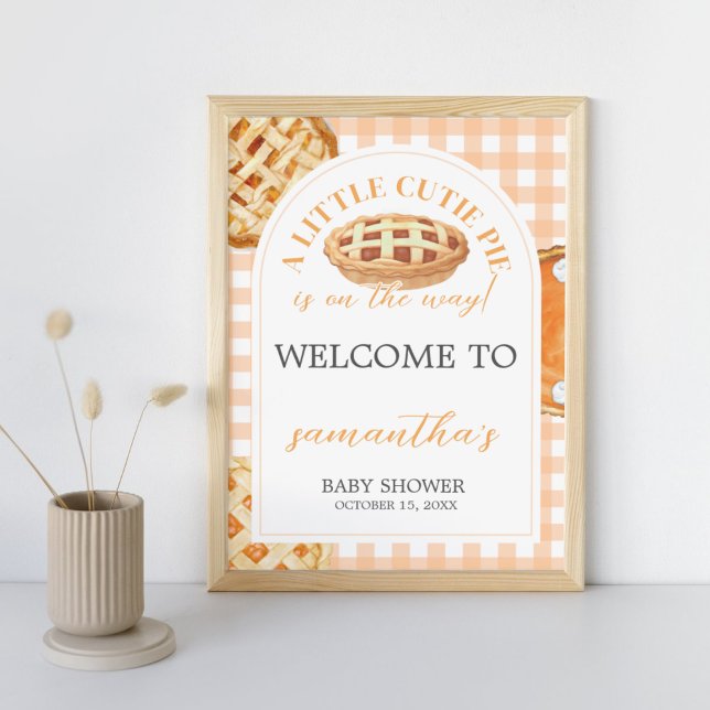 Välkomstskylt för Little Cutie Paj Baby Shower Poster (Little Cutie Pie Fall Baby Shower Welcome Sign)