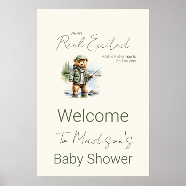 Välkomstskylt för Little Fisherman Baby Shower Poster (Framsidan)
