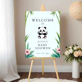 Välkomstskylt för Little Panda Greenery Baby Showe Poster