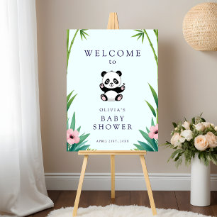Välkomstskylt för Little Panda Greenery Baby Showe Poster