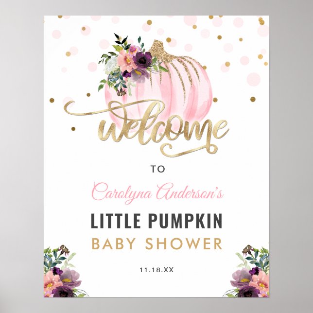 Välkomstskylt för Little Pumpkin Baby Shower - 16  Poster (Framsidan)