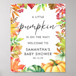 Välkomstskylt för Little Pumpkin Fall Baby Shower Poster