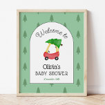 Välkomstskylt för Little Red Car Winter Baby Showe Poster<br><div class="desc">Välkomna gäster till din dusch med denna vackra poster. Lägg till hedersgästens namn,  duschdatum och anpassningsbarnas välkomsttext med hjälp av fält. Matchande objekt finns i Adore Papper Co. Zazzle-butiken.</div>