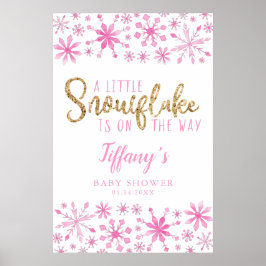 Välkomstskylt för Little Snowflake Rosa Baby Showe Poster