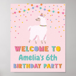 Välkomstskylt för Llama Birthday Poster