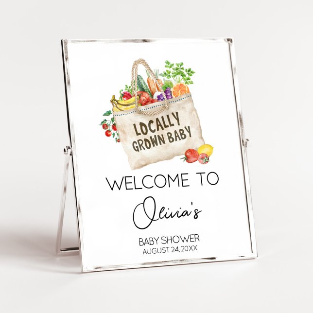 Välkomstskylt för lokalt växande babyskor poster (Farmers Locally Grown Baby Shower Sign)