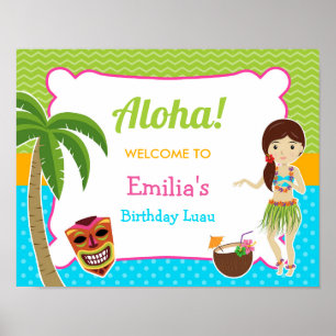 Välkomstskylt för Luau Födelsedagsfest Poster