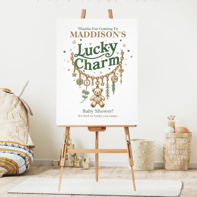 Välkomstskylt för Lucky Charm Bracelet Baby Shower Poster (Skapare uppladdad)