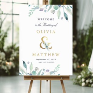 Välkomstskylt för Luxe Blommigt Ampersand Bröllop Poster