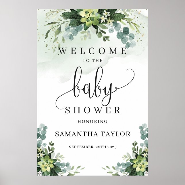 Välkomstskylt för lyckad babydusch poster (Framsidan)