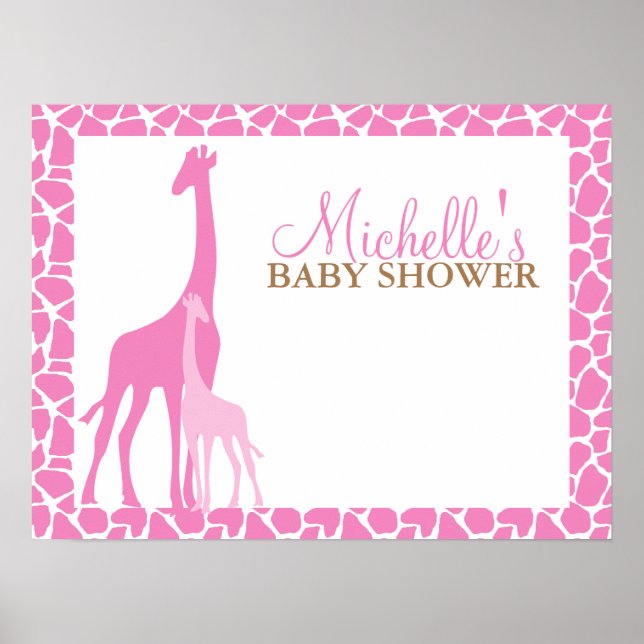 Välkomstskylt för mamma och Baby Giraffe Baby Show Poster (Framsidan)
