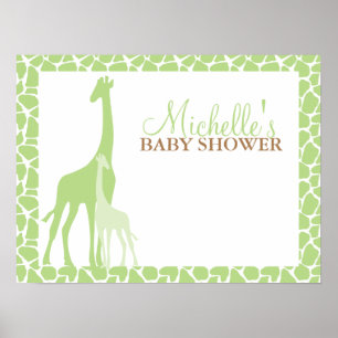 Välkomstskylt för mamma och Baby Giraffe Baby Show Poster
