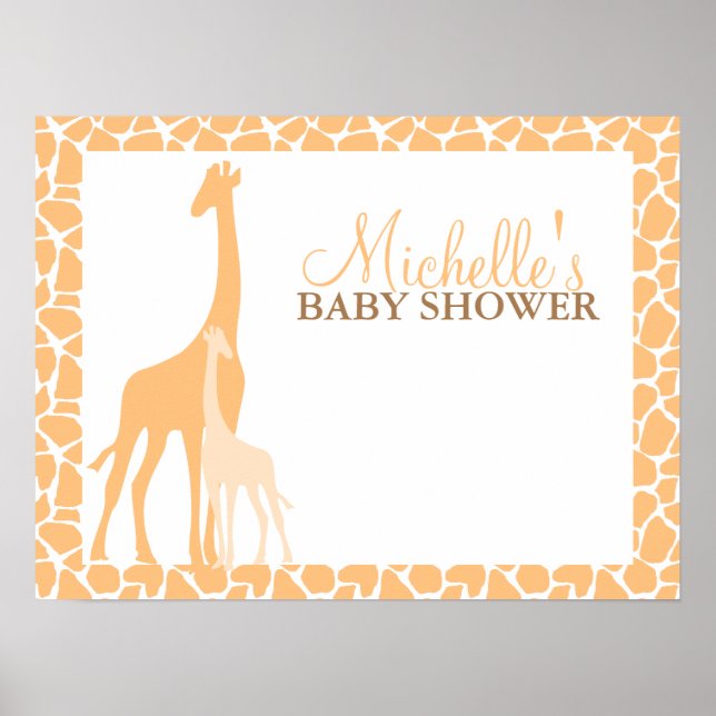 Välkomstskylt för mamma och Baby Giraffe Baby Show Poster (Framsidan)