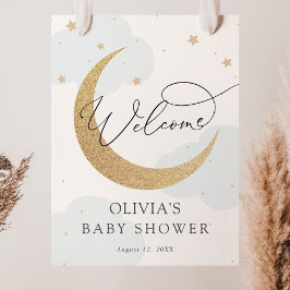 Välkomstskylt för måne och stjärnor för babyskor poster