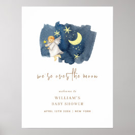 Välkomstskylt för Måne Star Baby Shower Poster
