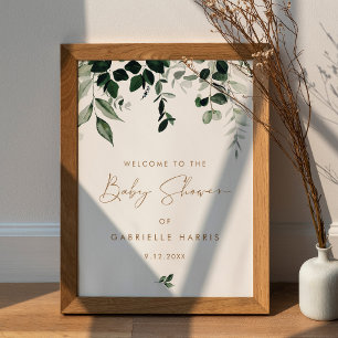 Välkomstskylt för MAREE Greenery Baby Shower Poster
