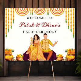 Välkomstskylt för Marigold Joint Haldi-ceremonin Poster