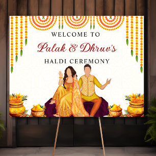 Välkomstskylt för Marigold Joint Haldi-ceremonin Poster