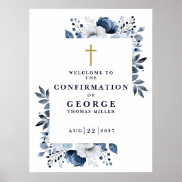 Välkomstskylt för marin blå botaniska bekräftelse poster