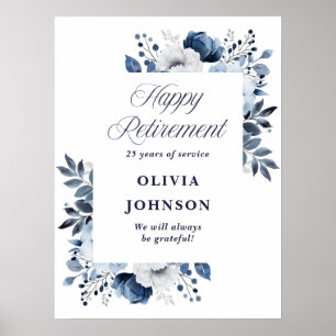 Välkomstskylt för marinblått Blommigt Pension Part Poster