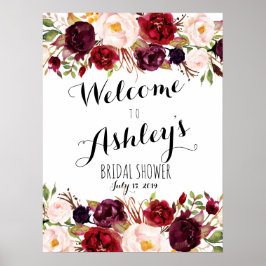 Välkomstskylt för Marsala röd ros Poster