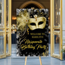 Välkomstskylt för maskeradfest