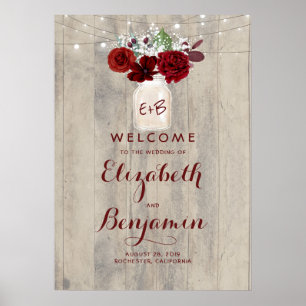 Välkomstskylt för Mason Burk Burgundy Blommigt Brö Poster