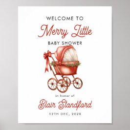 Välkomstskylt för Merry Little jul Baby Shower Poster