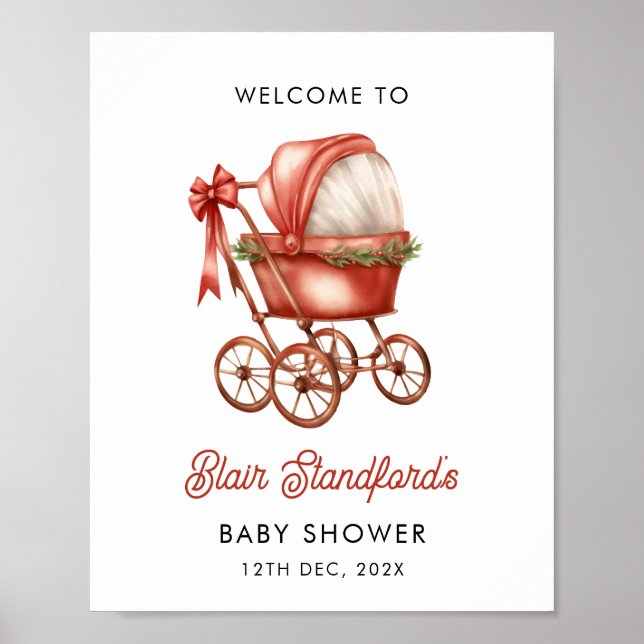Välkomstskylt för Merry Little jul Baby Shower Poster (Framsidan)