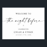 Välkomstskylt för middagen kvällen före repetition poster<br><div class="desc">Denna minimalistiska skylt är perfekt för att välkomna din familj och vänner till er repetitionsmiddag!</div>