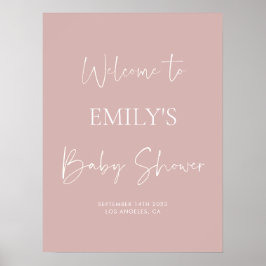 Välkomstskylt för minimal dammig Rosa Babykläder Poster