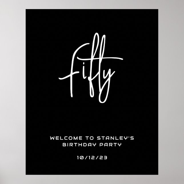 Välkomstskylt för minimalistiskt svart femtiodagar poster (Framsidan)