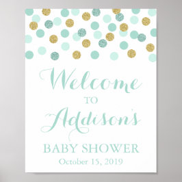 Välkomstskylt för Mint and Guld Baby Shower Poster