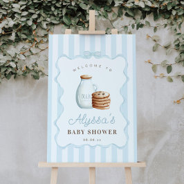 Välkomstskylt för Mjölk och Cookies Blue Baby Show Poster
