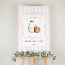 Välkomstskylt för mjölk och Rosa Baby Shower