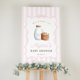 Välkomstskylt för mjölk och Rosa Baby Shower Poster