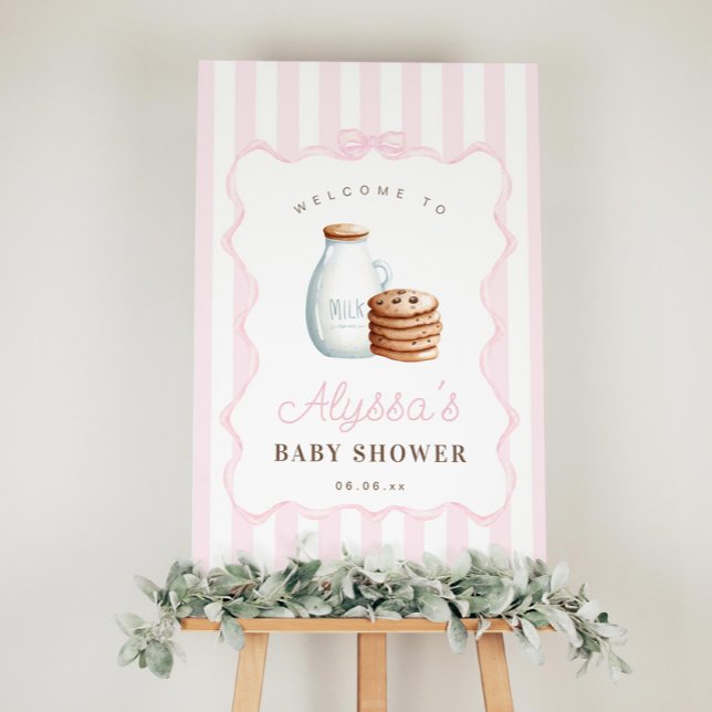 Välkomstskylt för mjölk och Rosa Baby Shower  Poster (Skapare uppladdad)