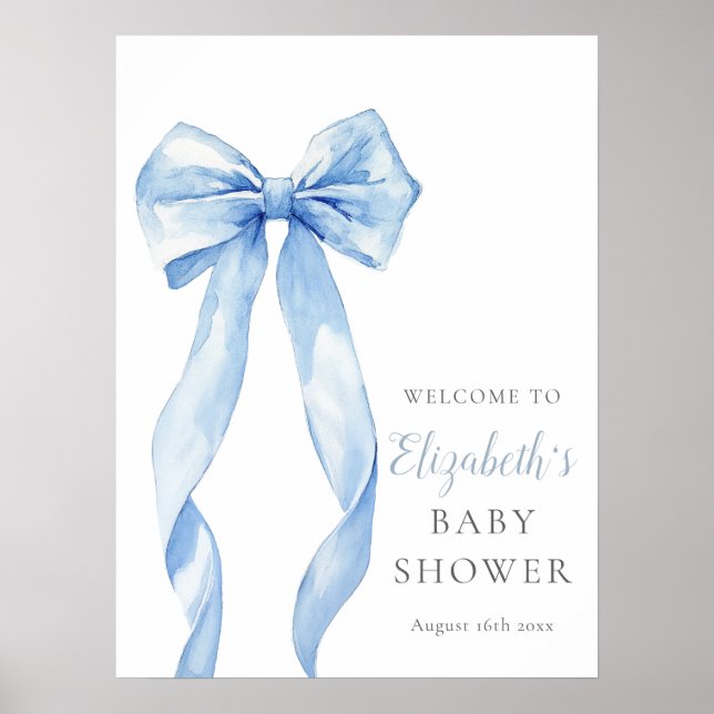 Välkomstskylt för modern blå babybabyskor poster (Framsidan)