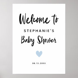 Välkomstskylt för Modern Blue Heart Baby Shower Poster