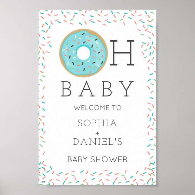 Välkomstskylt för modern Donut Baby Shower Poster (Framsidan)