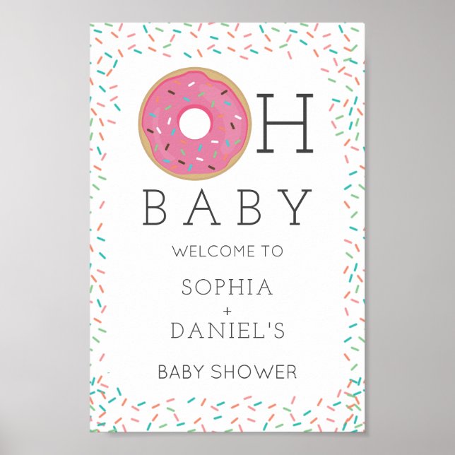 Välkomstskylt för modern Donut Baby Shower Poster (Framsidan)