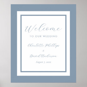 Välkomstskylt för Modern Dusty Blue Bröllop Poster
