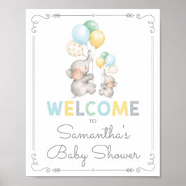 Välkomstskylt för modern elefant-jungle Baby Showe Poster