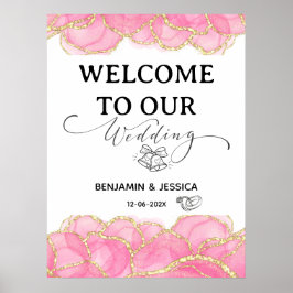 Välkomstskylt för Modern Elegant Rosa och Guld Brö Poster