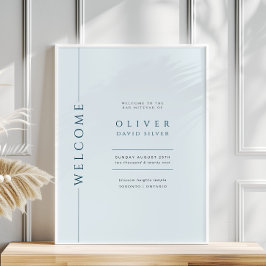 Välkomstskylt för Modern Light Blue Pub Mitzvah Poster