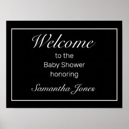 Välkomstskylt för modern minimalistisk vit babyska poster