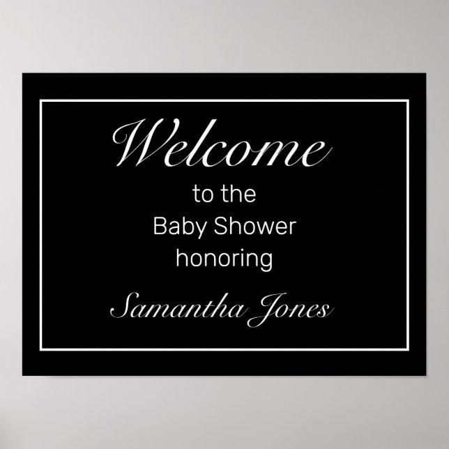 Välkomstskylt för modern minimalistisk vit babyska poster (Framsidan)