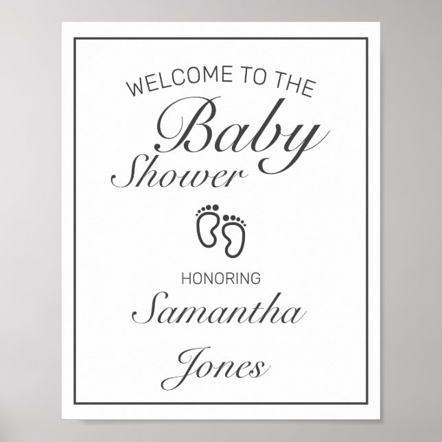 Välkomstskylt för modern minimalistisk vit babyska poster (Framsidan)