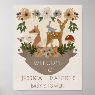 Välkomstskylt för modern Woodland Baby Shower Poster